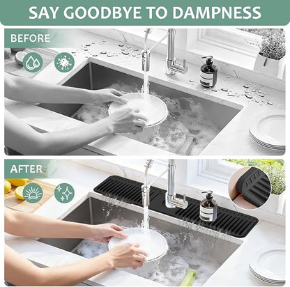 24 Inch Faucet Mat for Kitchen Sink Silicone Folding Faucet Mat for Bathroom