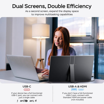 MNN 17.3" 2.5K Portable Monitor 165Hz 2560x1440 QHD, 100% sRGB IPS Gaming Monitor, USB-C & HDMI External Display with Kickstand, Slim Semi-Metal Travel Monitor for Laptop, Phone, PS5, Xbox