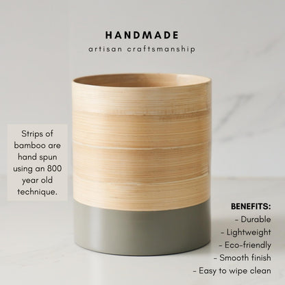 Handcrafted Bamboo Kitchen Utensil Organizer, Modern Countertop Holder, Large Capacity