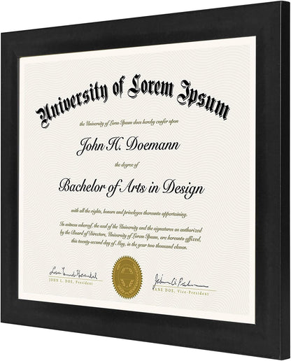 Americanflat 8.5x11 Diploma Frame with Shatter-Resistant Glass - Document Frames with Engineered Wood - Legacy Collection - Certificate Frame for Tabletop and Wall Display - Black