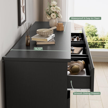 Jocoevol Modern Black 9 Drawer Dresser for Bedroom, Simply Chest of Drawers, Wood Storage Dresser with Deep Drawers for Living Room Hallway Entryway (Black)