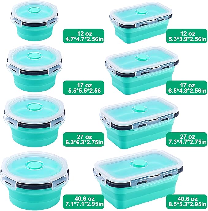 Sudaya 8 Pack Collapsible Food Storage Containers