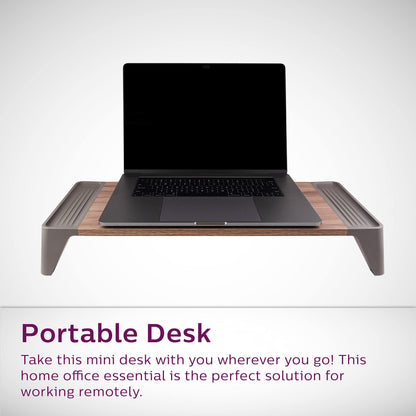 Philips Wooden Stand, Supports Up to 20bs, Space Saving Style, Portable Desk, Work from Home, Office, Travel, DLK0100W/37, Walnut
