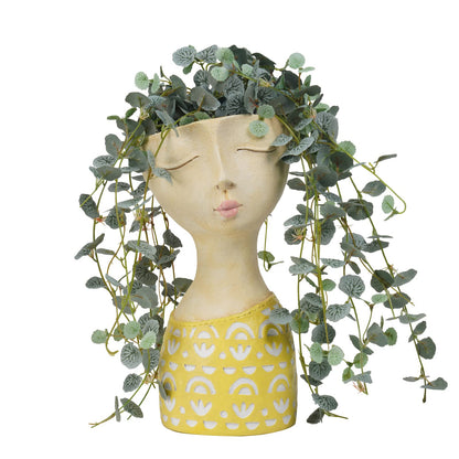 DiliComing Face Planter-Pots for Indoor Plants - 11 Inch Tall Planters for Flowers Head Planter with Drainage for Patio Yard Garden Succulent Pots Garden Decor 6 x 6 x 11 Inch
