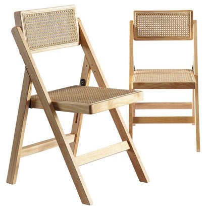 ISL Furnishings Ibiza Rattan Chair, Natural, Set of 1 – Folding Modern Rattan Chairs for Outdoor Dining, Patio, Accent Chair for Living Room and Office, Foldable Space-Saver Design