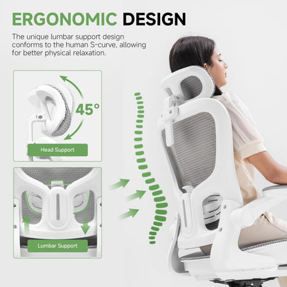 GTPLAYER Office Chair, Home Ergonomic Desk Chair with High Back Mesh, Mesh Office Computer Desk Chairs with Adjustable Lumbar Support, Rolling Work Swivel Task Chairs with 3D Armrests and Headrest