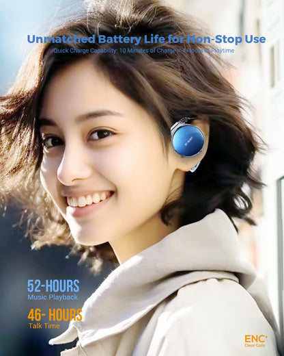 Micool Open Ear Headphones Bluetooth 5.4, Sport On Ear Headphones Wireless, Water-Drop Shaped Noise Cancelling Clip On Headset Bluetooth with Long Battery Life, Comfort Fit 4 Microphones Earphones