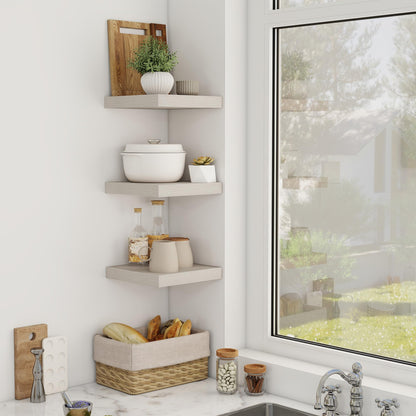 Acovy 12 Inch Floating Shelves, 12" Deep Floating Shelf Wall Mounted, 12" Wall Shelves, Rustic Deep Bookshelf, Extra Deeper Display Shelves & Storage Shelves for Bedroom, Living Room, Set of 3