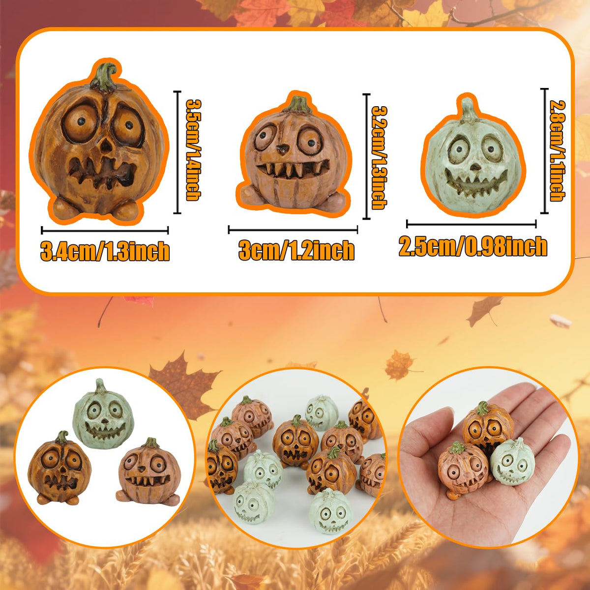 U WONDERFUL Mini Pumpkins Fall Decorations - 12PCS Halloween/Thanksgiving Small Pumpkins Plant Decorations for Pots, Fall Table Decor for Home, Farmhouse, Harvest Table Centerpiece