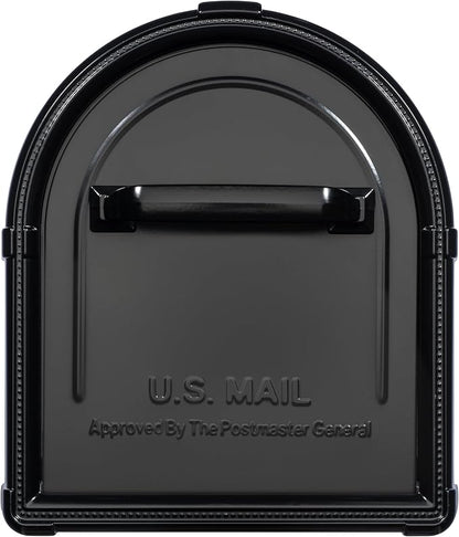 Architectural Mailboxes Hillsborough Post Mount Mailbox, Black, Large | Galvanized steel build for outside with rust-resistant powder-coat finish and a magnetic door closure. USPS approved.