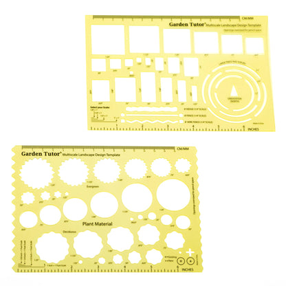 Garden Tutor Multiscale Garden & Landscape Design Kit – 2 Translucent Yellow Design Stencils, 12-Inch Flexible Curve Ruler, 40-Sheet Multi-Scale Graph Paper & Garden Design Guide