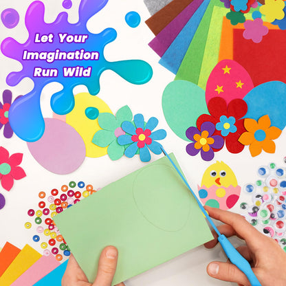 DOITEM Pipe Cleaners Craft Supplies, 1500+Pcs Arts and Crafts Supplies Including Pipe Cleaner Wiggle Googly Eyes Pom Poms Feathers Sticks Sequins Foam Flowers Papers Felt Stickers