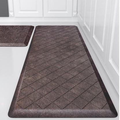 WEZVIX Cushioned Anti Fatigue Mats, Heavy Duty Non-Skid Floor Mats - 1/2 Inch Thick Ergonomic Comfort Foam, Brown