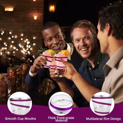 100Pcs 9 oz Rimmed Swirl Purple Plastic Cups - Disposable Clear Drinking Cups for Halloween, Christmas, Wedding and Party Supplies - Cocktail Wine Glasses (Purple)