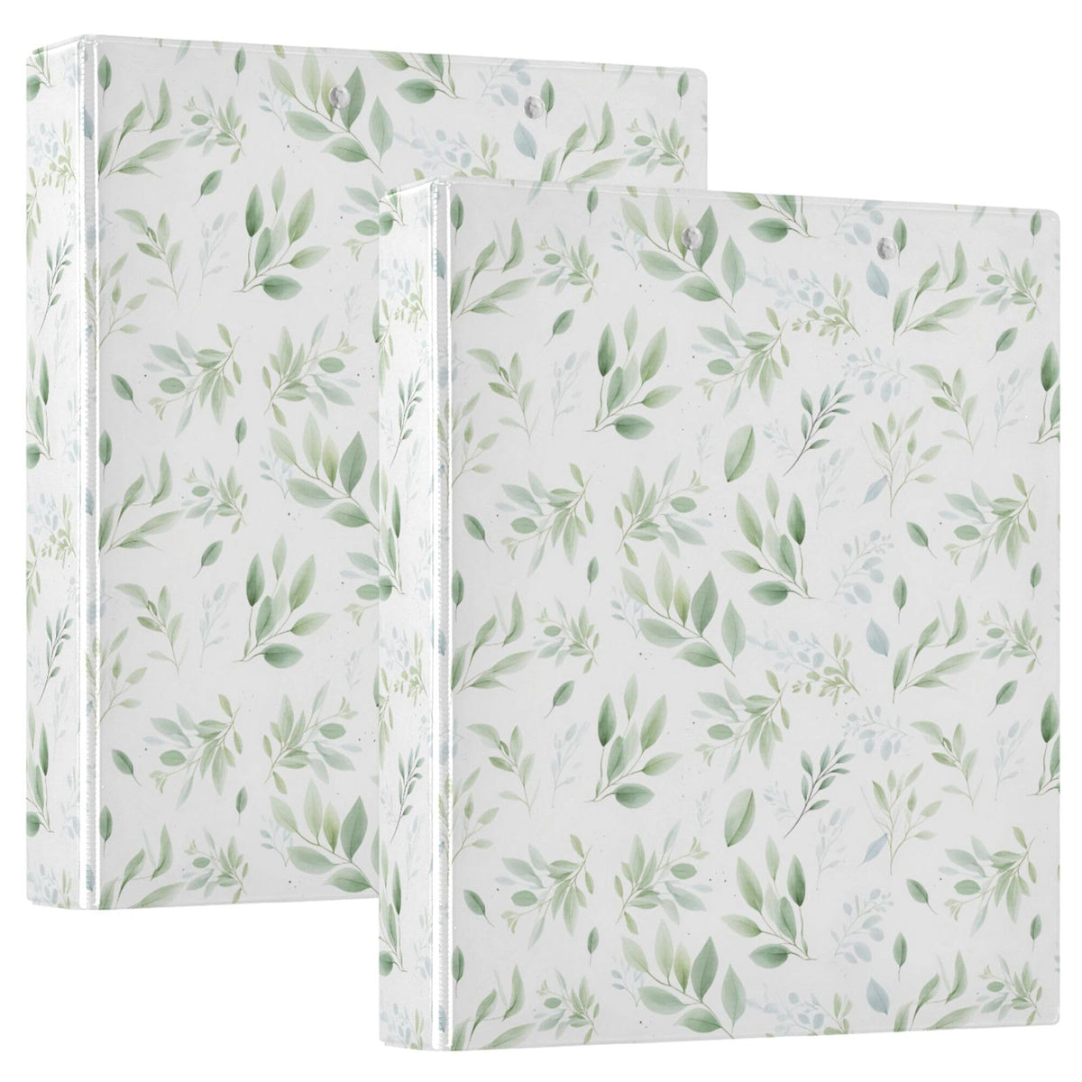 Eucalyptus Leaves Round Ring Binders 1.5 Plant Leaves Green White 3 Ring Clipboard Binder for Office School Work Supplies File Folder 200 Sheet Capacity Easy Open