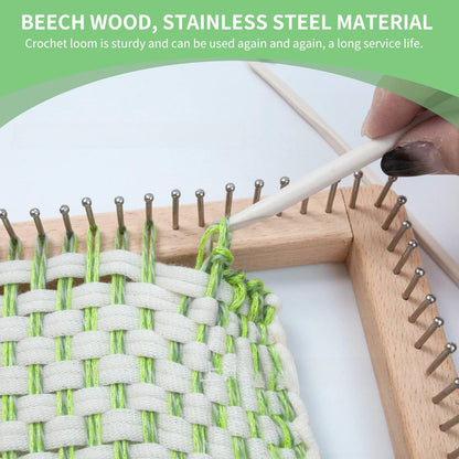 HERCHR Wooden Knitting Loom, Wooden Loom Frame Weaving Loom DIY Solid Wood Multifunctional Blanket Crochet Loom Knitting Board Loom Tool for DIY Weaving Beginner Children Adults, 20 * 20cm