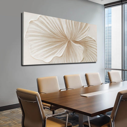 WINKAILIN Flower Wall Art Abstract Floral oil Painting Modern 29x58 White and Gold Large Canvas Artwork Minimalist Decoration for Living Room Bedroom Office Home