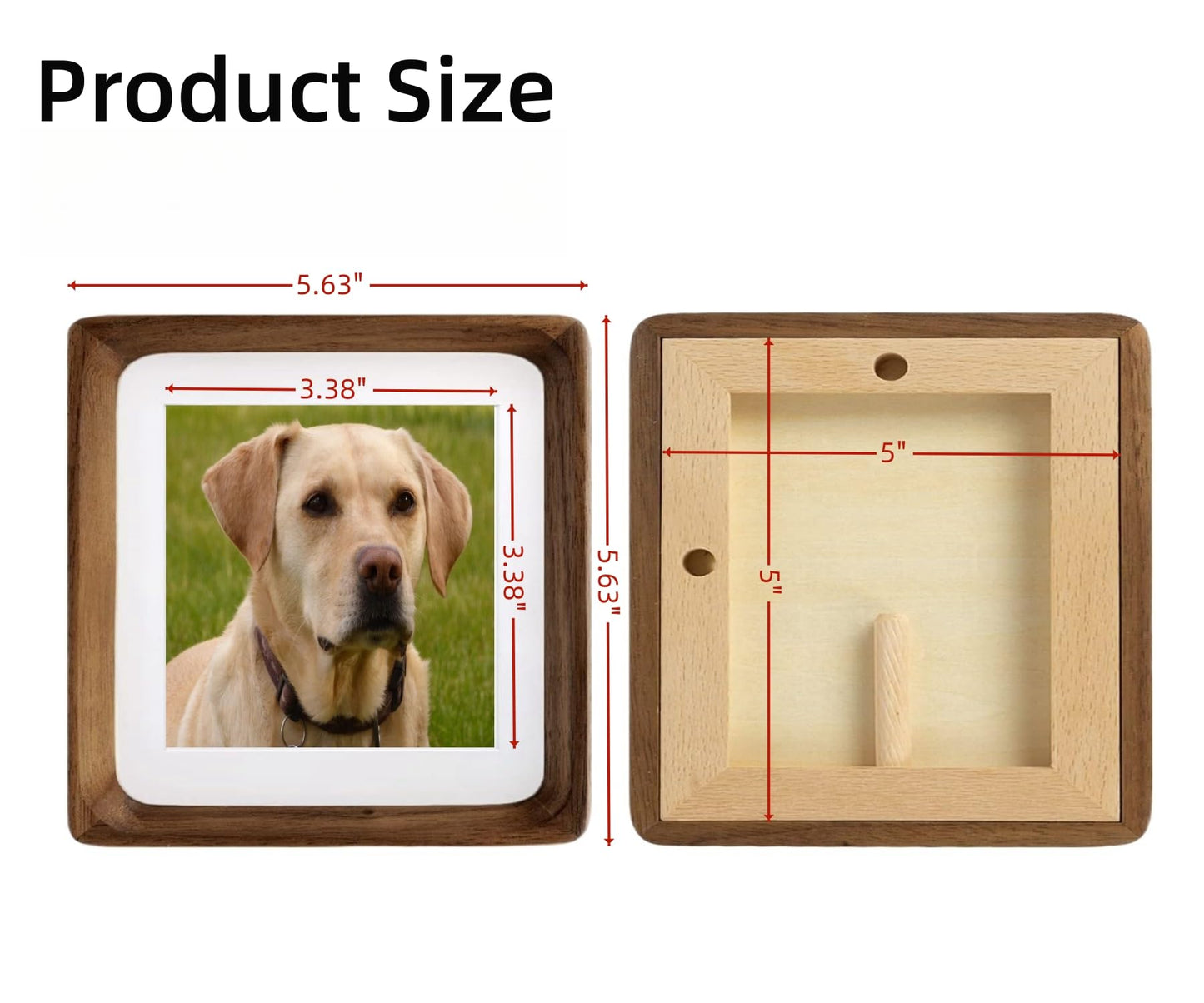 Zibrelte Natural 5x5 Picture Frame Wood with Mat for Pictures 3.5x3.5 or 5x5,Square Wall Photo Frames Made of Solid Walnut Wood for Tabletop Gallery Wall Hanging