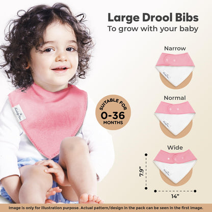 KiddyStar Baby Bandana Bibs, 5 Pack Organic Cotton Drooling & Teething Bib for Babies, Infants & Kids, Gift for Newborn (Classic Bandana Bibs)