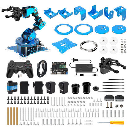 LewanSoul Robotic Arm for Arduino Coding Programming 6DOF STEM Educational Building Robot Arm Kits, 6 AXIS Full Metal Robotic Arm Wireless Controller/PC/App/Mouse Control (Assembled)