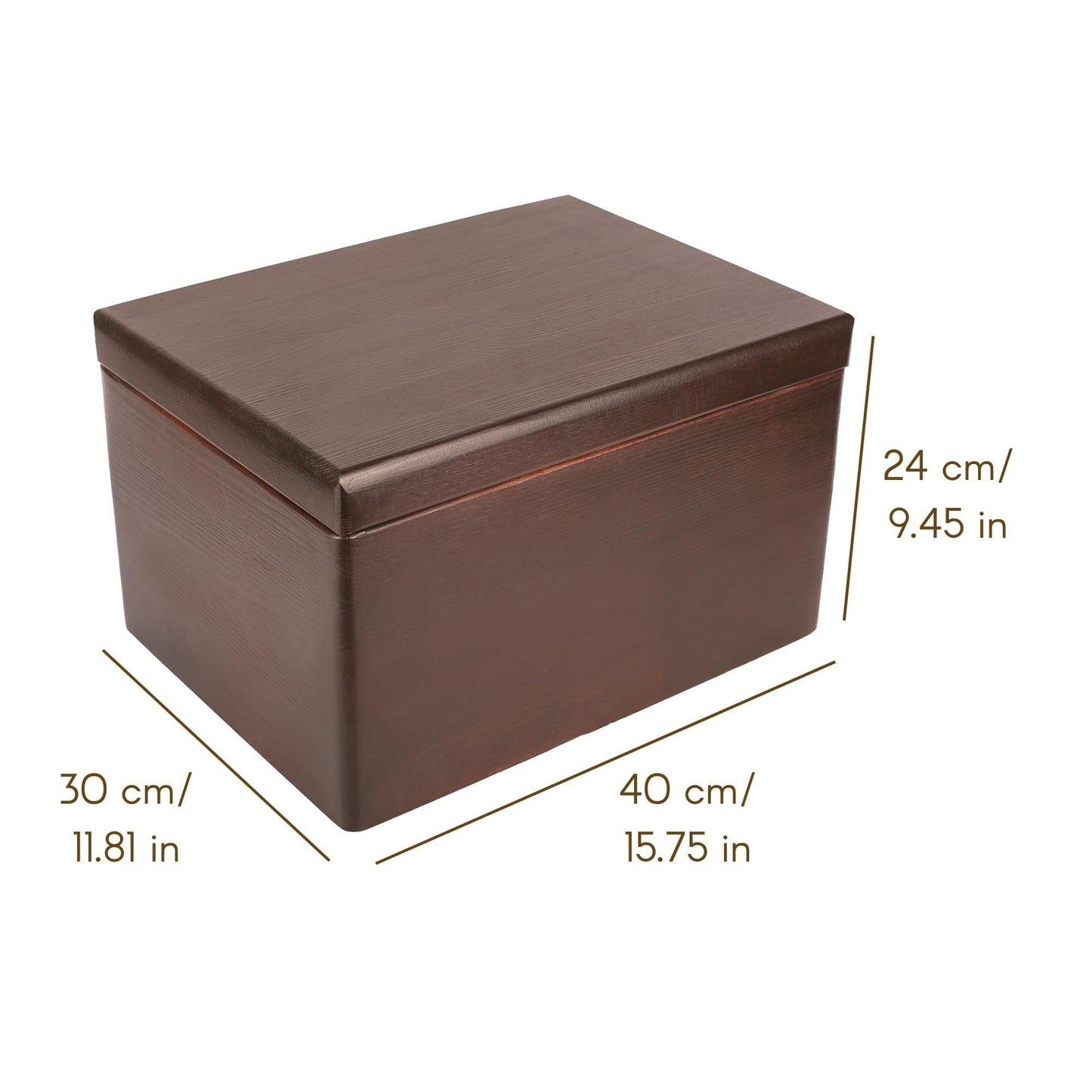 Creative Deco Large Brown Wooden Box Storage with Hinged Lid | 15.8x11.8x9.44in (+-0.5) | Keepsake Decorative Gift Box | Acacia-Like Wood Chest Trunk PRODUCT NOT INTENDED FOR 15 YEARS OR BELOW