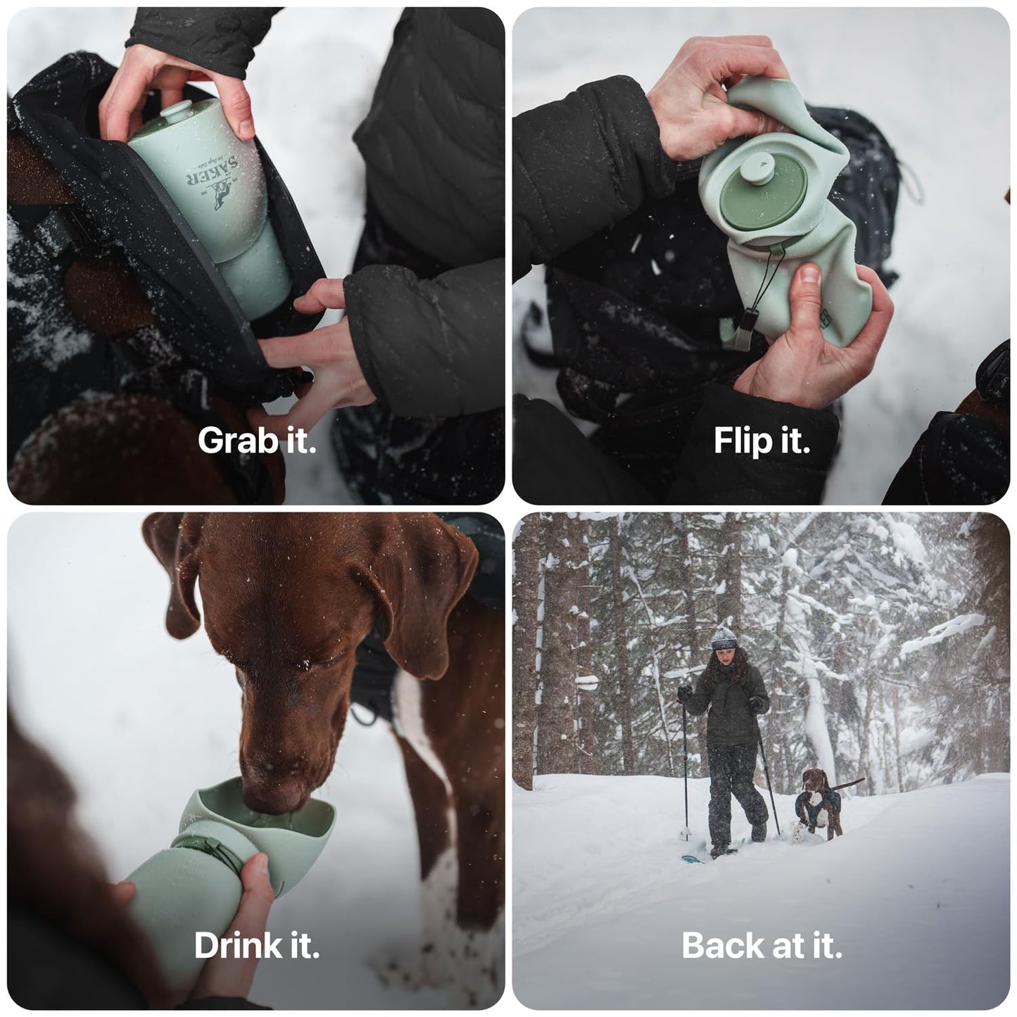 SÄKER Portable Dog Water Bottle, Collapsible Water Bottle for Dogs Perfect for Walking, Hiking and Outdoors | Works as a Portable Water Bowl | Designed in Montreal - 350ml