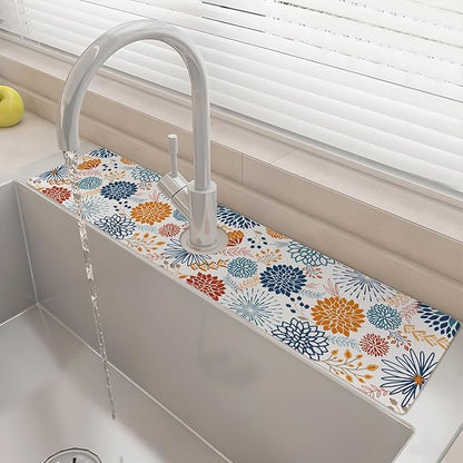 24" X 5.5" Kitchen Sink Splash Guard Faucet Mat Mandala Super Absorbent Fast