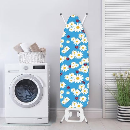 Cute Blue Daisy Thick Padding Ironing Board Covers Stain Resistant Hook and