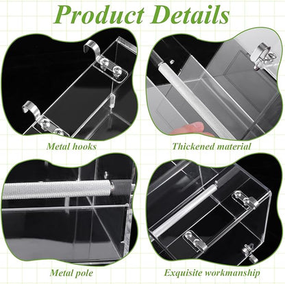 No Mess Bird Feeder for Cage Acrylic, Large Bird Cage Pet Feeder Seed Food Container, for Parakeet Canary Parrot Cockatiels Cockatiels Lorikeet Lovebirds, 6.2 x 6.2 x 6.3 inch