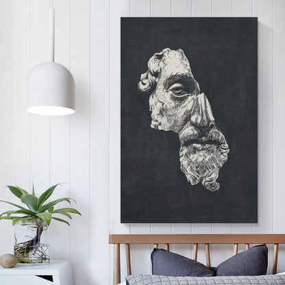 Marcus Aurelius Antoninus Ink Dark Stoic Philosophy Portrait Canvas Printing Wall Art Prints Wall Decor Posters Scandinavian Bohemian Living Room Bedroom Office Study 16x24inch(40x60cm)