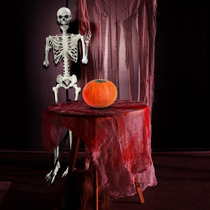Wocst 5.4Ft Halloween Life Size Human Skeletons Poseable Life Size Skeletons with Rope Plastic Human Bones with Movable Joints for Halloween Decoration