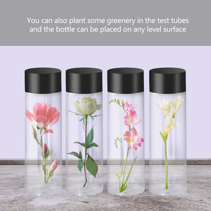 TANEMUDO 48 Pcs Clear Plastic Bottles 12 oz Empty Sensory Bottle with Caps Leakproof Drink Container Reusable Plastic Juice Bottles for Crafts Classroom Party Supplies (Black Lid)