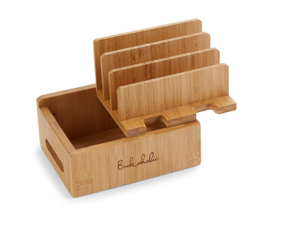Bamboo Charging Station & Multi-Device Organizer – Large Capacity Desktop Dock for Smartphones, iPhone, iPad, and Tablets