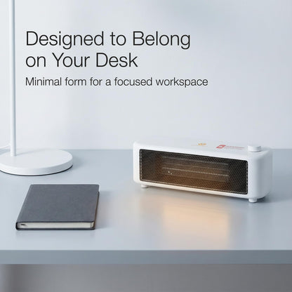 500W Graphene Far-Infrared Mini Desktop Heater, Low-Noise Personal Space Heater with Overheat Protection, Compact Under-Desk & Office Heater, 2 Heat Settings, Safe-Touch Housing
