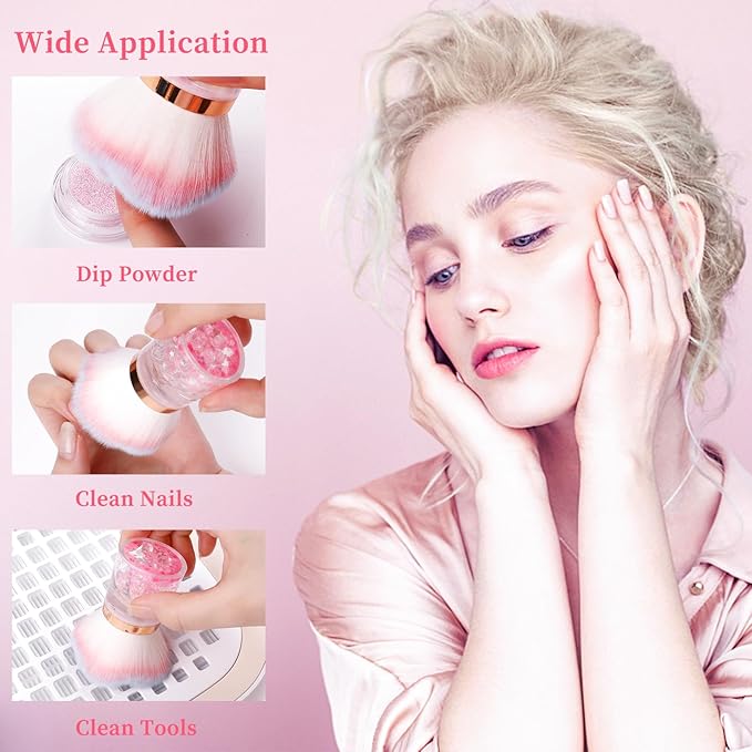 ANGNYA Nail Dust Brush, Rose Nail Art Dust Powder Remover Brush