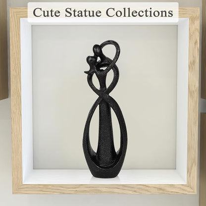 Trycooling Kissing Lovers Statue Abstract Sculpture Resin Statues for Home Decor Modern Home Office Desktop Shelf Bookshelf Decor (Black, Small)