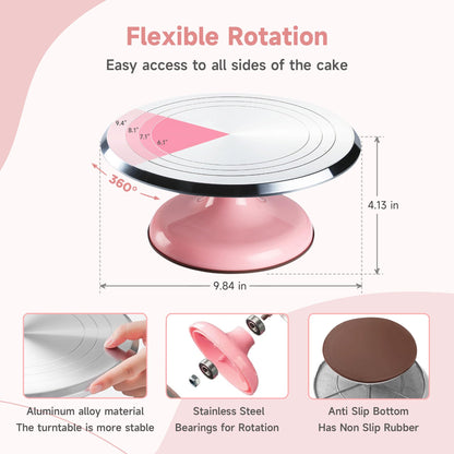 Cake Decorating Kit, 138pcs Cake Decorating Supply with Aluminium Cake Turntable, 64 Numbered Icing Piping Tips, 2 Spatulas, 3 Icing Comb Scraper and Leveller, 32 Piping Bags,cake decorating tool