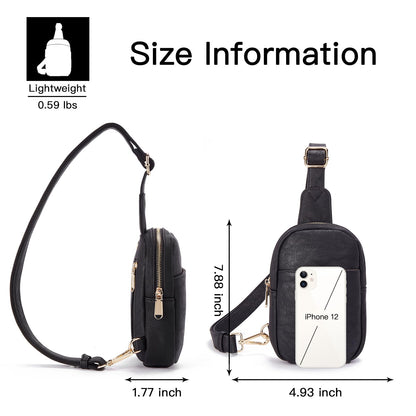 Telena Small Sling Bag for Women Leather Crossbody Fanny Packs Chest Bag for Women