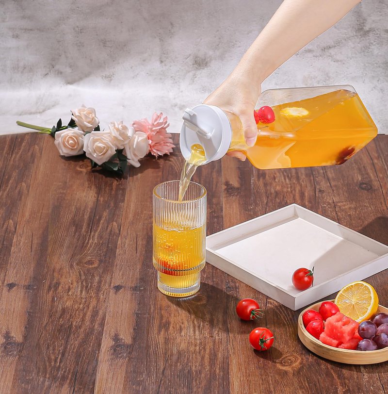 ASANMEYO 5-Pack 50 Oz Plastic Water Carafe Pitcher with Flip Top Lid, Square Base Juice Containers, Mimosa Bar Supplies Pitcher for Drinks, Water, Tea, Juice, Milk, Lemonade and Other Beverages