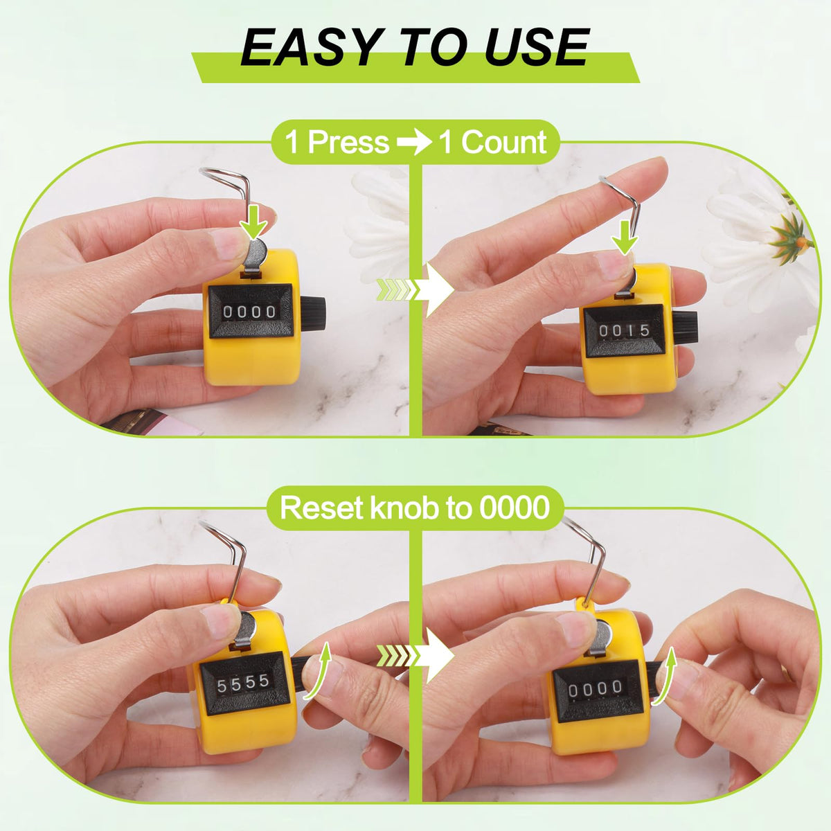 10 Pieces Handheld Tally Counter 4 Digit Mechanical Clicker Counter Multicolour Handheld Counter Clicker Plastic Pitch Counter for Counting School Golf Coaching Sports Knitting Events (10 PCS)