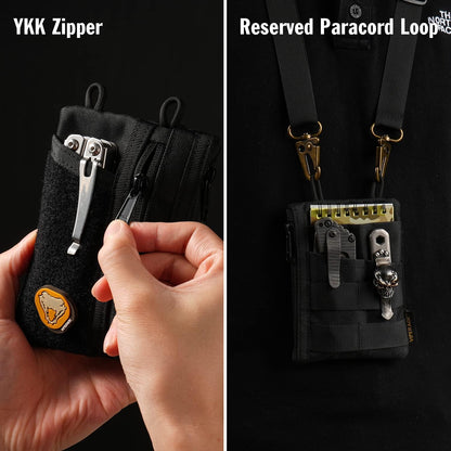 VIPERADE VE18 EDC Pouch, Pocket Organizer for Men, EDC Pocket Organizer, 3 Slots with 2 Zipper Pockets, Multitool Pouch (Black)