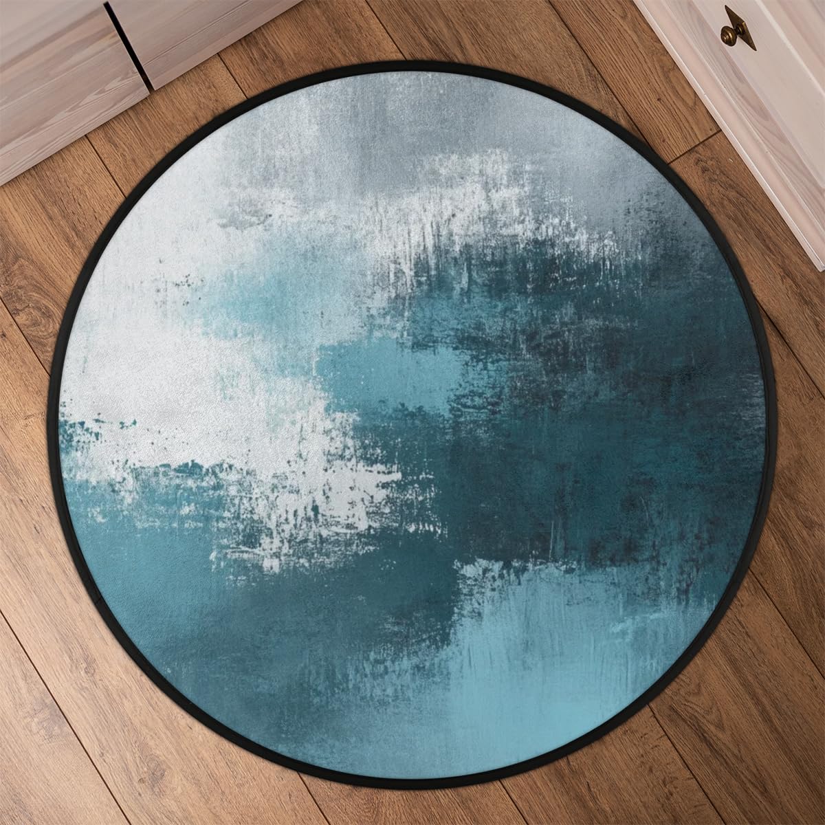 Round Area Rug 3 ft - Abstract Watercolor Washable Circle Rugs Non Slip Round Floor Mat - Soft Large Carpet for Living Room Nursery Bedroom Kitchen