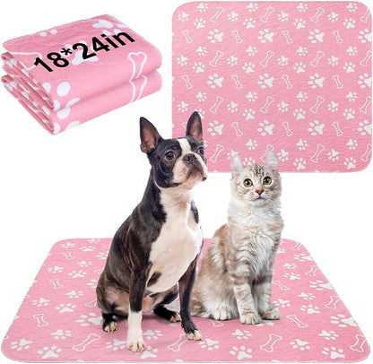 BEAUTYZOO Washable Pee Pads for Dogs, 18'' x 24" Reusable Puppy Pee Pads Super Absorbent Leakproof Dog Training Pads, 2 Pack Non-Slip Potty Pads for Small Medium Dogs Whelping Pads Litter Mat, Pink
