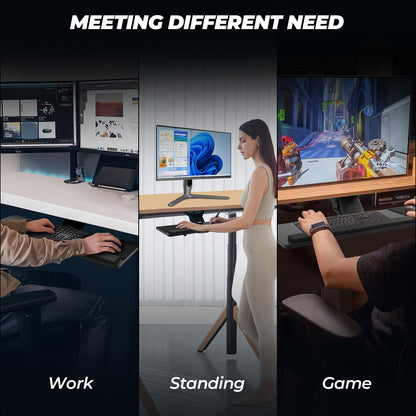 Keyboard Tray Under Desk， 360° Adjustable Slide Out Keyboard Tray Under Desk with Mouse Pad & Wrist Rest，Ergonomic Large Size Keypad Tray Holder， Suitable for Office/Game/Home