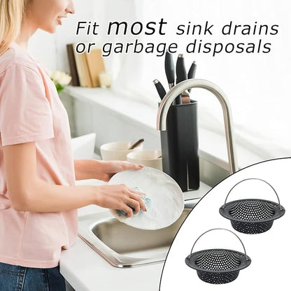 2 Pcs Black Kitchen Sink Drain Strainer
