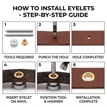 2mm Mini Metal Eyelets Grommet Kit with 3PCS Install Tools, for Leather Clothes Bags Shoes DIY Crafts
