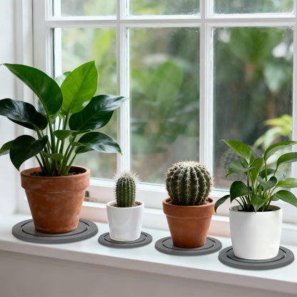 Johamoo Plant Saucer for Indoors, 8+10 Inch, Instantly Dry Diatomaceous Earth Plant Trays, Stone Plant Pot Saucers Drip & Drainage Tray, Gray