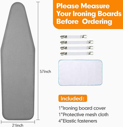 Ironing Board Cover and Pad, 21x54 Extra Large Thick Iron Padding, Scorch &
