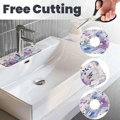 Lavender Flowers Kitchen sink faucet pad, strong water absorption, anti slip