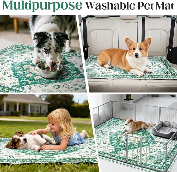 Washable Pee Pads for Dogs, 2 Pack Reusable Puppy Training Pads 36"x36" Super Absorbent Waterproof Dog Training Pads, Non-Slip Potty Pads, Whelping Pads Litter Mat Green Medallion
